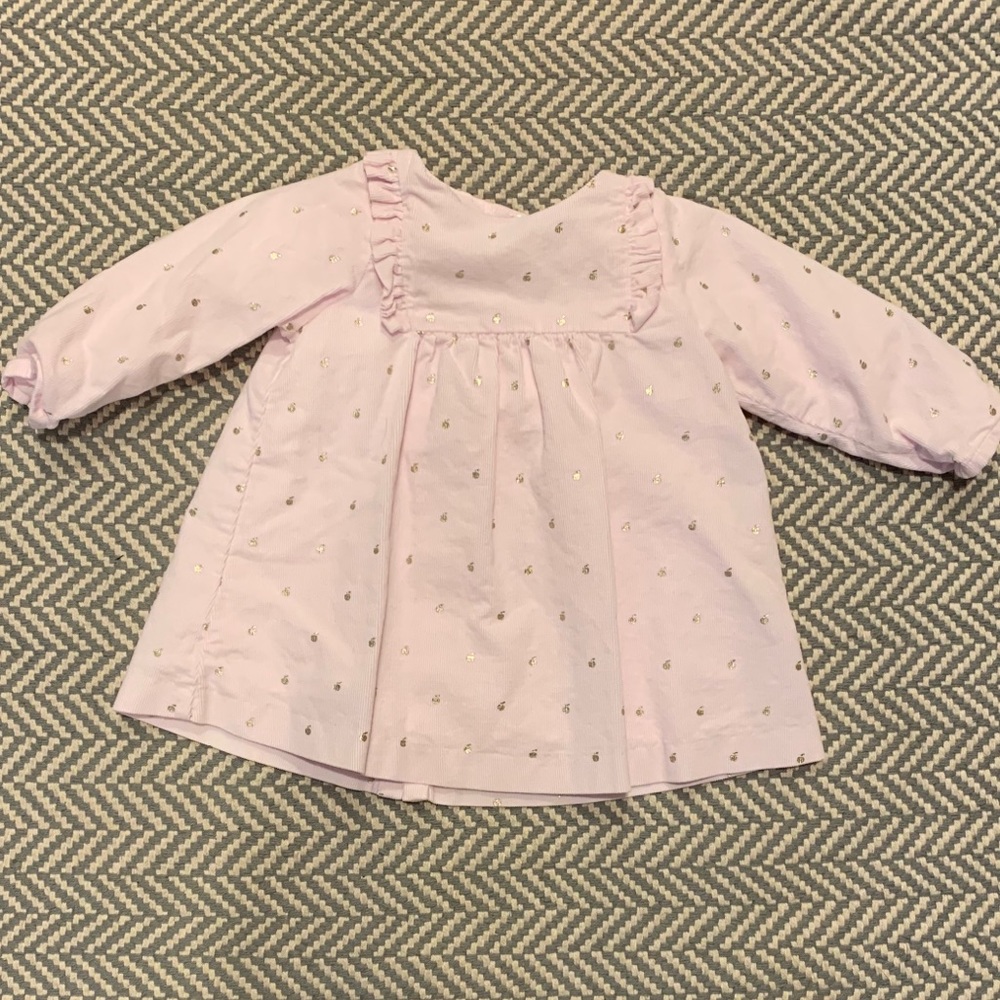Jacadi Pink Dress with Gold Apples